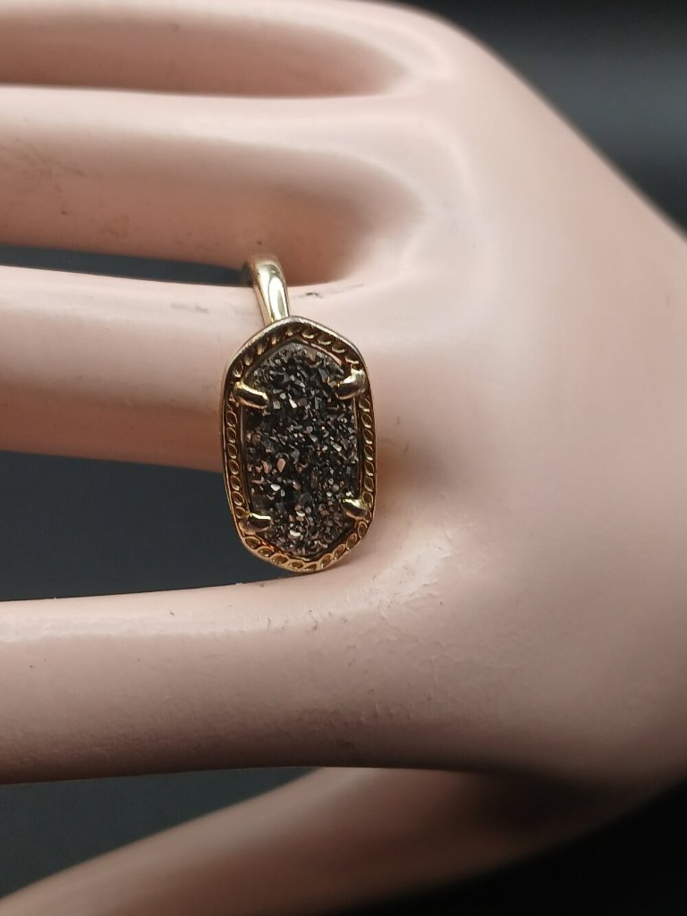 Kendra Scott "Elysa" Ring Sparkling Oval Druzy Stone Size 6